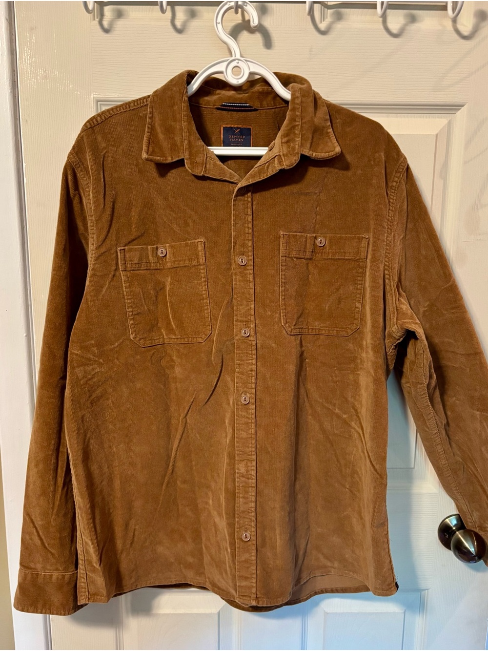 Denver Hayes Men's Corduroy Shirt Jacket in Chestnut Brown